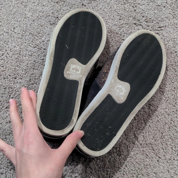 Trask Lindsey Leather Suede Sneakers Navy Blue with Rose Gold Metallic shimmer 8 - Picture 7 of 8